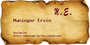 Maninger Ervin névjegykártya